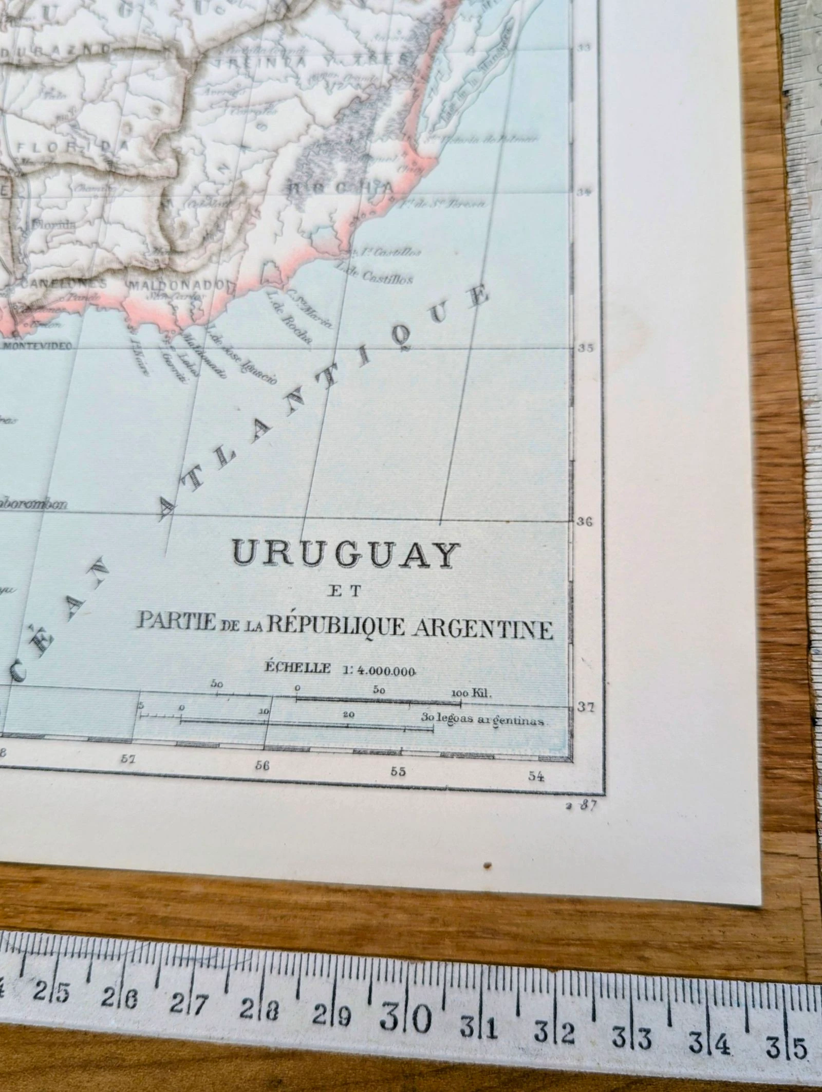 Uruguai, mapa antigo, 1887, Autêntico. – photo 7